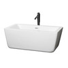 Laura 59 Inch Freestanding Bathtub In White With Shiny White Trim And Floor Mounted Faucet In Matte Black