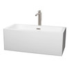 Melody 60 Inch Freestanding Bathtub In White With Floor Mounted Faucet, Drain And Overflow Trim In Brushed Nickel