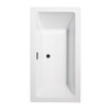 Melody 60 Inch Freestanding Bathtub In White With Floor Mounted Faucet, Drain And Overflow Trim In Matte Black