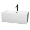 Melody 60 Inch Freestanding Bathtub In White With Polished Chrome Trim And Floor Mounted Faucet In Matte Black