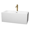 Melody 60 Inch Freestanding Bathtub In White With Polished Chrome Trim And Floor Mounted Faucet In Brushed Gold