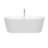 Carissa 67 Inch Freestanding Bathtub In White With Floor Mounted Faucet, Drain And Overflow Trim In Polished Chrome