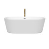 Carissa 67 Inch Freestanding Bathtub In White With Polished Chrome Trim And Floor Mounted Faucet In Brushed Gold