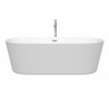 Carissa 71 Inch Freestanding Bathtub In White With Floor Mounted Faucet, Drain And Overflow Trim In Polished Chrome