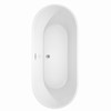 Carissa 71 Inch Freestanding Bathtub In White With Floor Mounted Faucet, Drain And Overflow Trim In Polished Chrome