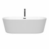 Carissa 71 Inch Freestanding Bathtub In White With Floor Mounted Faucet, Drain And Overflow Trim In Matte Black