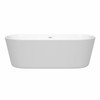 Carissa 71 Inch Freestanding Bathtub In White With Shiny White Drain And Overflow Trim