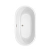 Juliette 60 Inch Freestanding Bathtub In White With Brushed Nickel Drain And Overflow Trim