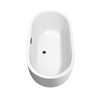 Juliette 60 Inch Freestanding Bathtub In White With Floor Mounted Faucet, Drain And Overflow Trim In Matte Black