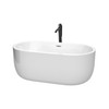 Juliette 60 Inch Freestanding Bathtub In White With Polished Chrome Trim And Floor Mounted Faucet In Matte Black