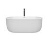 Juliette 60 Inch Freestanding Bathtub In White With Shiny White Trim And Floor Mounted Faucet In Matte Black