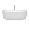 Juliette 67 Inch Freestanding Bathtub In White With Floor Mounted Faucet, Drain And Overflow Trim In Polished Chrome
