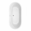 Juliette 67 Inch Freestanding Bathtub In White With Floor Mounted Faucet, Drain And Overflow Trim In Polished Chrome