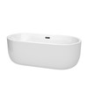 Juliette 67 Inch Freestanding Bathtub In White With Matte Black Drain And Overflow Trim