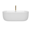 Juliette 67 Inch Freestanding Bathtub In White With Polished Chrome Trim And Floor Mounted Faucet In Brushed Gold