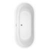 Juliette 71 Inch Freestanding Bathtub In White With Floor Mounted Faucet, Drain And Overflow Trim In Polished Chrome