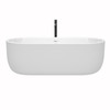 Juliette 71 Inch Freestanding Bathtub In White With Shiny White Trim And Floor Mounted Faucet In Matte Black