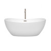 Rebecca 60 Inch Freestanding Bathtub In White With Floor Mounted Faucet, Drain And Overflow Trim In Brushed Nickel