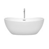 Rebecca 60 Inch Freestanding Bathtub In White With Floor Mounted Faucet, Drain And Overflow Trim In Polished Chrome