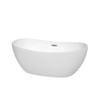 Rebecca 60 Inch Freestanding Bathtub In White With Brushed Nickel Drain And Overflow Trim