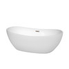 Rebecca 65 Inch Freestanding Bathtub In White With Brushed Nickel Drain And Overflow Trim