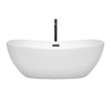 Rebecca 65 Inch Freestanding Bathtub In White With Floor Mounted Faucet, Drain And Overflow Trim In Matte Black