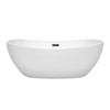 Rebecca 65 Inch Freestanding Bathtub In White With Matte Black Drain And Overflow Trim