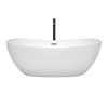 Rebecca 65 Inch Freestanding Bathtub In White With Polished Chrome Trim And Floor Mounted Faucet In Matte Black