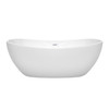 Rebecca 65 Inch Freestanding Bathtub In White With Shiny White Drain And Overflow Trim
