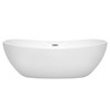 Rebecca 70 Inch Freestanding Bathtub In White With Polished Chrome Drain And Overflow Trim