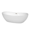 Rebecca 70 Inch Freestanding Bathtub In White With Brushed Nickel Drain And Overflow Trim