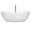 Rebecca 70 Inch Freestanding Bathtub In White With Polished Chrome Trim And Floor Mounted Faucet In Brushed Gold