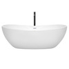 Rebecca 70 Inch Freestanding Bathtub In White With Shiny White Trim And Floor Mounted Faucet In Matte Black