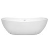 Rebecca 70 Inch Freestanding Bathtub In White With Shiny White Drain And Overflow Trim