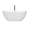 Brooklyn 60 Inch Freestanding Bathtub In White With Shiny White Trim And Floor Mounted Faucet In Matte Black