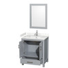 Sheffield 30 Inch Single Bathroom Vanity In Gray, Carrara Cultured Marble Countertop, Undermount Square Sink, 24 Inch Mirror