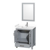 Sheffield 30 Inch Single Bathroom Vanity In Gray, White Cultured Marble Countertop, Undermount Square Sink, 24 Inch Mirror