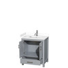 Sheffield 30 Inch Single Bathroom Vanity In Gray, White Cultured Marble Countertop, Undermount Square Sink, No Mirror