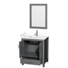 Sheffield 30 Inch Single Bathroom Vanity In Dark Gray, White Cultured Marble Countertop, Undermount Square Sink, 24 Inch Mirror