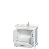 Sheffield 36 Inch Single Bathroom Vanity In White, Carrara Cultured Marble Countertop, Undermount Square Sink, No Mirror