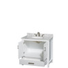 Sheffield 36 Inch Single Bathroom Vanity In White, White Carrara Marble Countertop, Undermount Oval Sink, And No Mirror