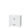 Sheffield 36 Inch Single Bathroom Vanity In White, White Carrara Marble Countertop, Undermount Square Sink, And 24 Inch Mirror