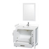 Sheffield 36 Inch Single Bathroom Vanity In White, White Cultured Marble Countertop, Undermount Square Sink, 24 Inch Mirror