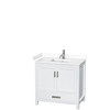 Sheffield 36 Inch Single Bathroom Vanity In White, White Cultured Marble Countertop, Undermount Square Sink, No Mirror