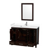 Sheffield 48 Inch Single Bathroom Vanity In Espresso, White Cultured Marble Countertop, Undermount Square Sink, 24 Inch Mirror