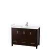 Sheffield 48 Inch Single Bathroom Vanity In Espresso, White Cultured Marble Countertop, Undermount Square Sink, No Mirror