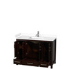 Sheffield 48 Inch Single Bathroom Vanity In Espresso, White Cultured Marble Countertop, Undermount Square Sink, No Mirror