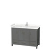 Sheffield 48 Inch Single Bathroom Vanity In Dark Gray, Carrara Cultured Marble Countertop, Undermount Square Sink, No Mirror