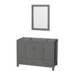 Sheffield 48 Inch Single Bathroom Vanity In Dark Gray, No Countertop, No Sink, And 24 Inch Mirror