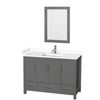 Sheffield 48 Inch Single Bathroom Vanity In Dark Gray, White Cultured Marble Countertop, Undermount Square Sink, 24 Inch Mirror